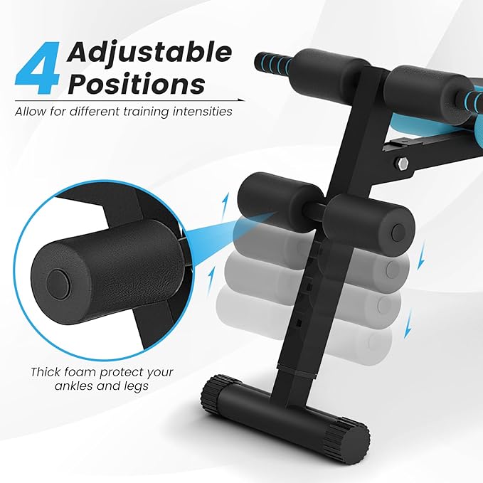 GYMAX Sit up Bench, Folding Adjustable Workout Bench for Ab Exercise, Curved Incline/Decline Slant Bench, Foldable Strength Training Weight Bench, Situps Abs Workout Equipment