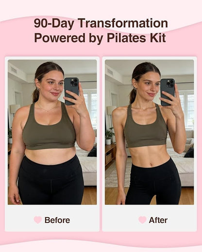 Pilates kit for Women Home Workout, Pilates Equipment Ring and Ball Set with 3 Fabric Resistance Bands, Massage Ball, Pilates Starter Kit for Strength, Toning, Including Workout Guide