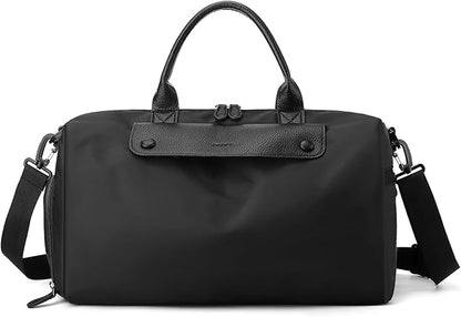 Gym Bag for Men Women with Shoe & Wet Compartment, 20L Waterproof Personal Item Carry On Travel Duffle Bag, Small Sports Duffel Bags for Fitness Workout Swimming Dance, Black