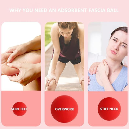 Set of 3 Massage Balls of Different Sizes, Therapy Ball for Muscle Relief and Yoga Relaxation, Massage Ball for Back,Hands and Feet (RED)