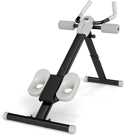 Goplus Adjustable Ab Trainer Machine, Foldable Ab Workout Equipment with Knee Protection, LCD Monitor, Home Gym Abdominal Trainer for Stomach Workout Core Strength Fitness