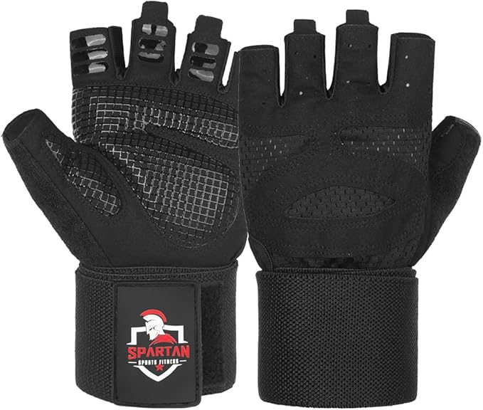 Spartan Weight Lifting Gym Workout Gloves with Wrist Support for Men & Women – Full Palm Protection, Breathable Non-Slip Grip for Training, Fitness, Crossfit, Pull Ups, Lifting, Gym, Exercise