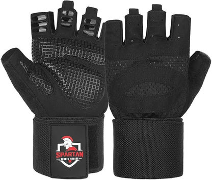 Spartan Weight Lifting Gym Workout Gloves with Wrist Support for Men & Women – Full Palm Protection, Breathable Non-Slip Grip for Training, Fitness, Crossfit, Pull Ups, Lifting, Gym, Exercise