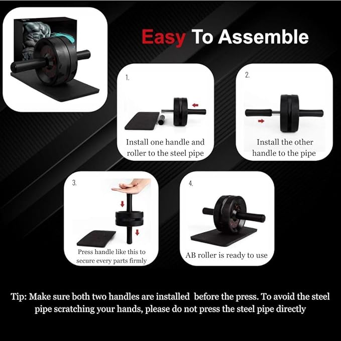 Ab Roller Wheel with Jump Rope - Abs Workout Set for Men & Women | Core Fitness Equipment - Ideal for Core & Abdominal Workouts | Exercise Wheel for Abs | Home Gym Workout Tool.