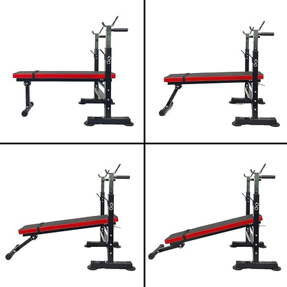 BalanceFrom Steel Weight Bench w/ Squat Rack in Multiple Colors, 400 lb User Capacity - Foldable Home Gym Equipment for Range of Workouts w/ 6-Position Barbell Holder & Adjustable Seat and Recliner