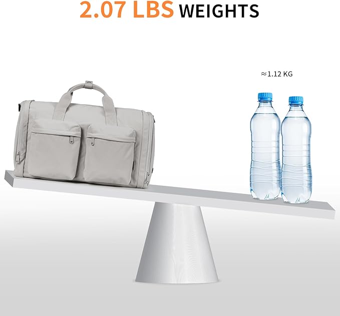 Aji Foldable Travel Duffel Bag for Women with Shoes Compartment, 3 in 1 Carry on Gym Bag with Removable Dry Wet Bag, Lightweight&Water Resistant Duffel Bag for Travel,Sports&Workout, Elegant Gray