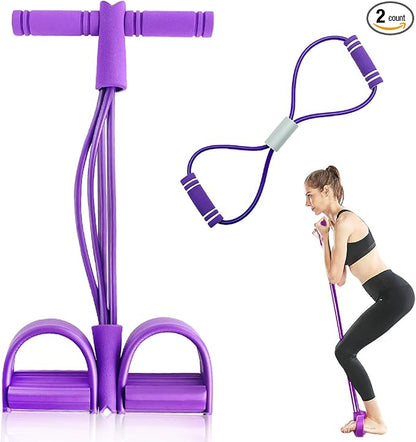 6-Tube Foot Pedal Resistance Bands with Handles | Figure 8 Resistance Band, Full Body Workout Kit for Home Gym, Strength & Toning | Portable Fitness Equipment for Legs, Arms, Core & Glutes