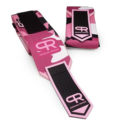 Elbow Wraps for Weightlifting - Heavy Duty Construction, 25% More Elasticity, Reinforced Stitching, Extra Wide Fastener, Easy to Adjust, (Digital Pink)