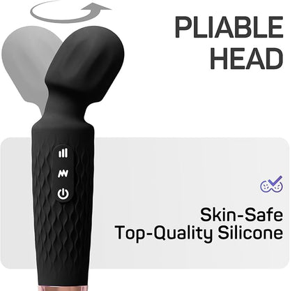 Personal Massager - 4H Max Runtime & Ultra-Quiet - Waterproof - 20 Modes 8 Speeds for Deep Tissue Back Massage, Post-Workout Recovery and Neck Muscle Relaxation（LX-Blcak）