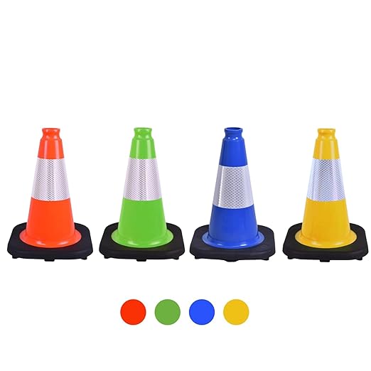 8 Pack 12 Inch Blue Safety Cones Durable with Black Base, Driveway Markers, Skating Practice, Pet Agility Training, Parking Lot Use (8, Blue, 12 Inch)