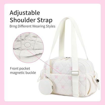 CAMTOP Mini Gym Bag for Women, Small Gym Tote Bag Puffy Quilted Sports Duffel Bag with Wet Compartment and Coin Purse Duffel Bags Dance Yoga Workout Bag for Gifts