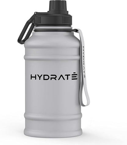 HYDRATE 43 Oz Stainless Steel Water Bottle - BPA Free Metal Water Bottle for Gym, Exercise - Water Jug with Convenient Nylon Carrying Strap and Leak-Proof Screw Cap Water Bottles for Men, Women, Adult