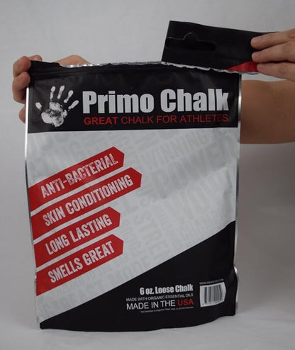 Primo Chalk Resealable Bag: Loose Chalk for Weightlifting, Rock Climbing, & Gymnastics, Made in The USA, Chalk Ball Refill for Superior Grip