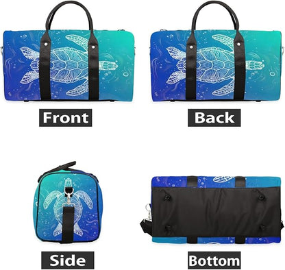 Sea Turtle Coral Travel Duffel Bag Sport Gym Bag Weekender Overnight Bag carry on bag Training Shoulder for Women Men Boys Girls