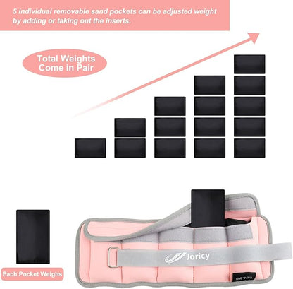 Adjustable Ankle Weights for Women Men 1/2/3/4/5/6/8/10/12/20 LBS 1 Pair Wrist Leg Arm Weights with Removable Weight Strength Training Weight for Walking Running Fitness Physical Therapy