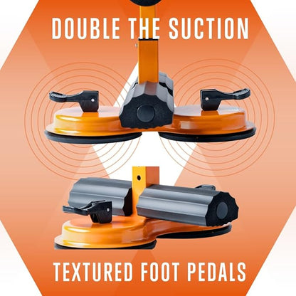 SQUATZ Portable Sit Up Bar Floor Holder with 2 Strong Suction Cups for Abs, Pull Up Bar, Sticky Pad, Adjustable Foot Holder for Thigh, Workout for Office Home Gym for Men and Women, Support 661 lbs