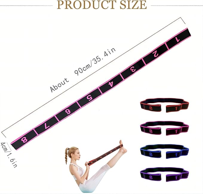 Fitness Resistance Band with Numbered Sections,2026 Elastic Tension Band Exercise Pull Rope,Fitness Resistance Band for Stretching&Yoga,Adjustable Bands for Full Body Stretching Shaping(8,12 Section)
