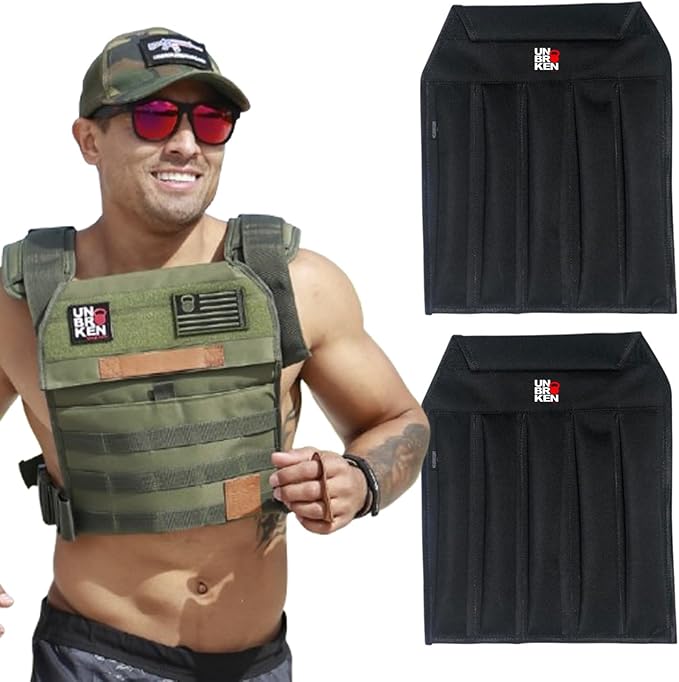 Unbrokenshop.com Sand Plates for Weight Vest - Excellent for Mobility, Ergonomic, Adjustable and Portable - Perfect Weights to Add to Your Vest For Fitness Exercise (Pair)
