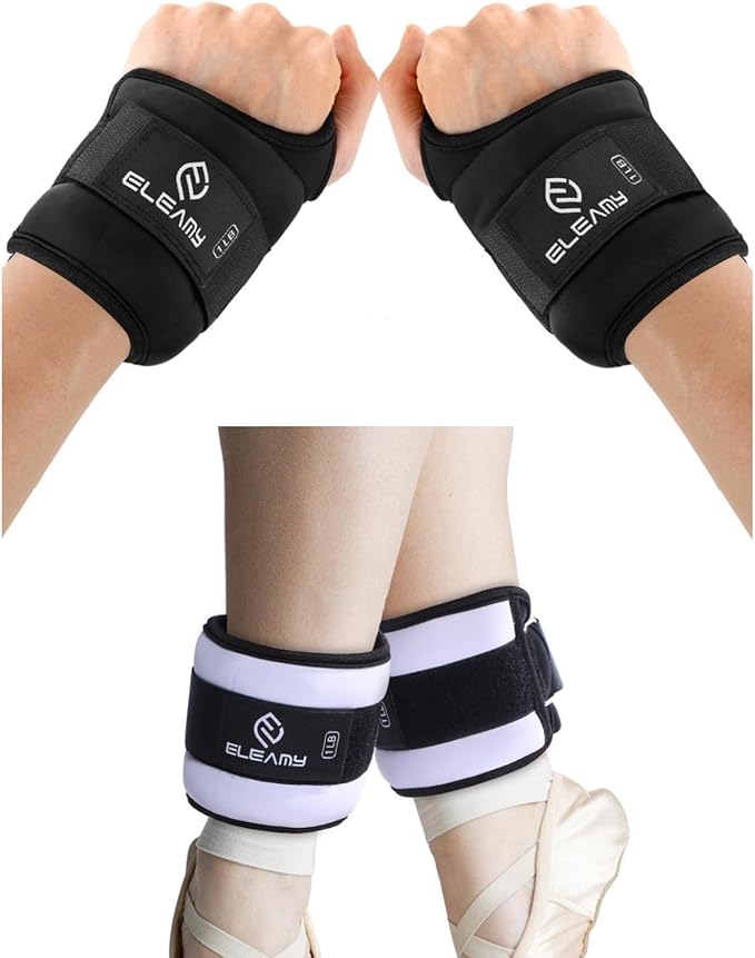 1 pair wrist weights with thumb loops and 1 pair ankle weights（total 2lb*4）