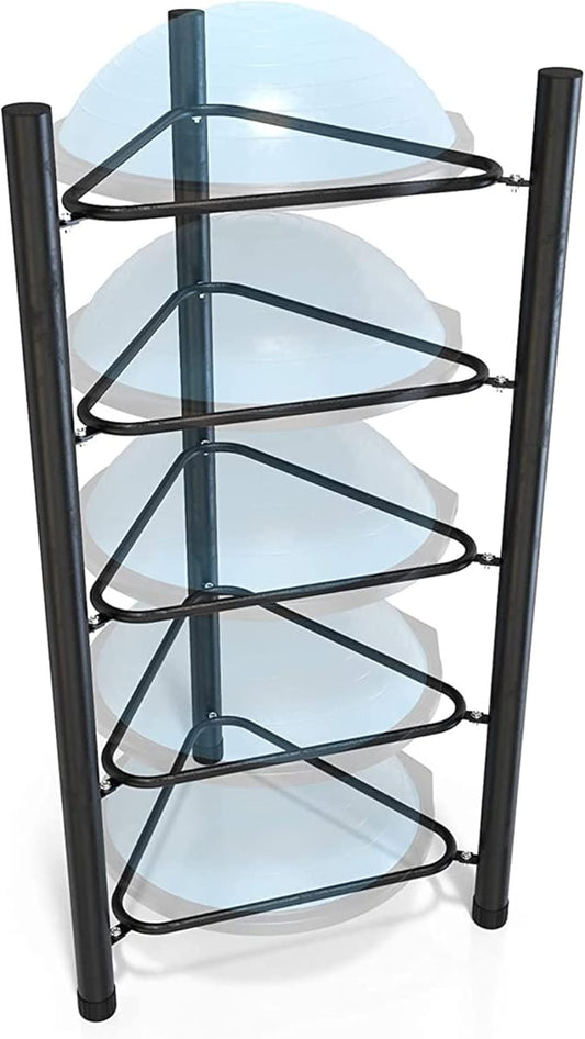 Yoga Ball Exercise Ball Black Floor Stand Exercise Ball Rack, Half Ball Balance Trainer Organizer, Space Saver Storage Shelf, for Fitness Club,