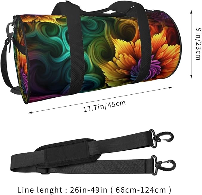 Sports Gym Bag for Women Men Travel Duffel Bag Tote Weekender Bag Carry on Overnight Bag for Travel Swimming Fitness Workout Sports Colored flower Duffle Bag