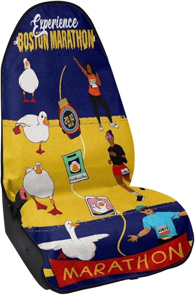 Wrinkle Duck Car Seat Cover – Seat Protector for Car Seat, Seat Cover Waterproof Towel Style for Compact Cars and SUVs, 3 Artistic Duck Designs (Marathon Duck)