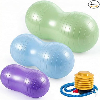 Jexine Peanut Ball for Kids Therapy - 3-Piece Anti-Burst Set, Yoga Balance Exercise Ball for Pregnancy & Home Gym, Includes 1 Pump & 3 Size Options