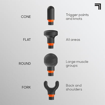 Sharper Image PowerBoost Core Mini Massage Gun| Portable Deep Tissue Percussion Massager with 6 Speeds| 4 Attachments| Quiet Motor| Cordless Muscle Recovery Tool with Carry Pouch