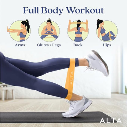 ALTA Mini Loop Bands for Exercise - Premium Durable Latex - Small Resistance Bands for Women, Booty Bands for Working Out, Leg Stretch Loops for Physical Therapy, Pilates Exercise Mini Bands Set