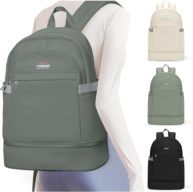 coofay Gym Backpack For Women Men Dance Sports Backpack With Shoe Compartment Waterproof Travel Backpacks Gym Bag Olive Green