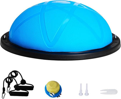 VEVOR Half Exercise Ball Trainer, 23/26 inch Balance Ball Trainer, 1500lbs Capacity Stability Ball, Yoga Ball with Resistance Bands & Foot Pump, Strength Fitness Ball for Home Gym Full Body Workout