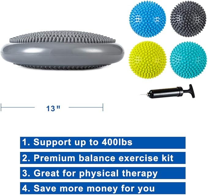StrongTek Balance Trainer Set – Foam Stability Pad + Hedgehog Balance Pods for Rehab, Core, and Agility Workouts