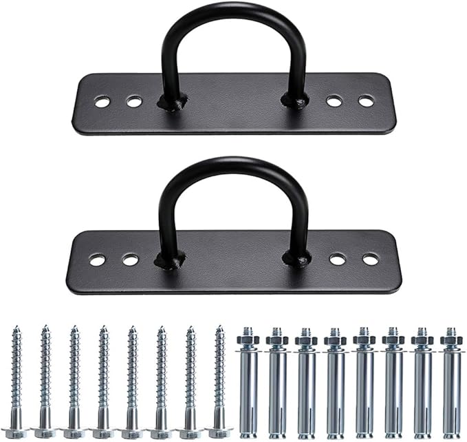 Hipiwe Battle Rope Wall/Ceiling Mount Anchor Bracket Hook for Suspension Straps Crossfit Gymnastic Rings, Body Weight Strength Training Systems, Yoga Swings Hammocks, Boxing Equipment (Long Black)