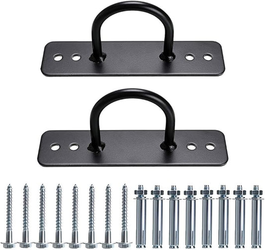 Hipiwe Battle Rope Wall/Ceiling Mount Anchor Bracket Hook for Suspension Straps Crossfit Gymnastic Rings, Body Weight Strength Training Systems, Yoga Swings Hammocks, Boxing Equipment (Long Black)