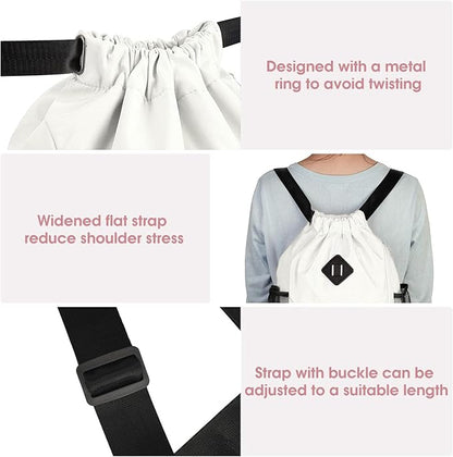 WANDF Drawstring Backpack Sports Gym Bag with Shoes Compartment, Water-Resistant String Backpack Cinch for Women Men (Small,Beige)