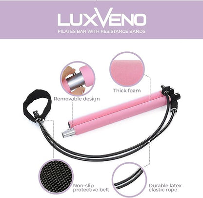 Pilates Bar Kit with Resistance Bands, Multifunctional Home Gym Equipment for Small Space, Stretched Fusion Toning Bar