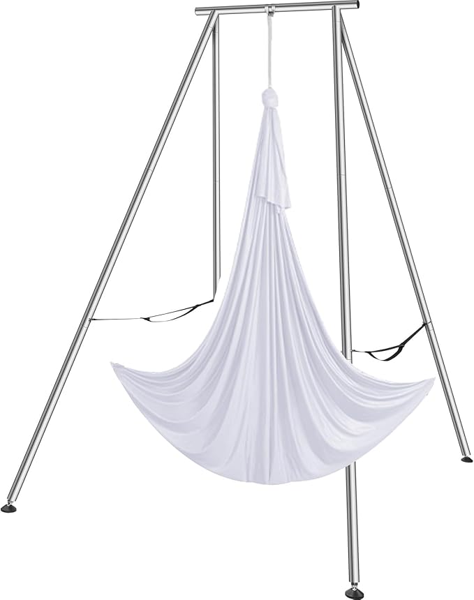 VEVOR Yoga Stand Frame, Max 441-551 lbs Load Swing Stand, Triangular Structure Aerial Rig, Aerial Silk Stands with Yoga Hammock, Standard & Height-Adjustable Version