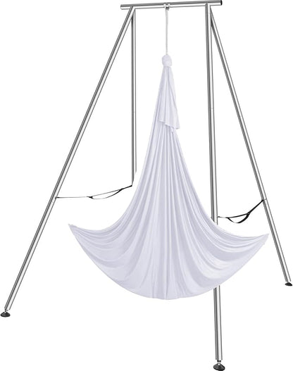 VEVOR Yoga Stand Frame, Max 441-551 lbs Load Swing Stand, Triangular Structure Aerial Rig, Aerial Silk Stands with Yoga Hammock, Standard & Height-Adjustable Version