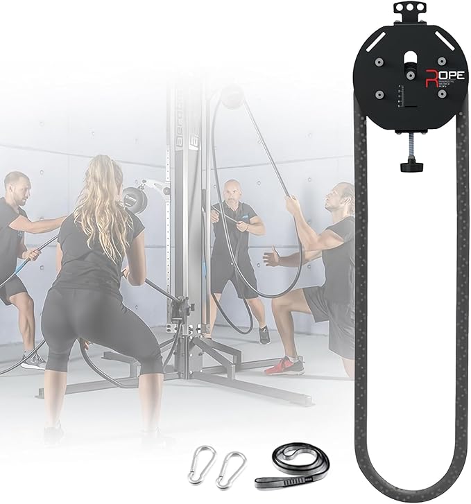 Endless Rope Trainer & Cable Pulley System for Home Gym - Adjustable Resistance Suspension Trainer with Premium Nylon Rope for Full-Body, Arm, Back, and Grip Exercise