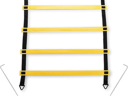 Agility Ladder, 2 Pack - Exercise and Training Ladder Set with Ground Stakes for Football, Soccer, Tennis, and More - Improves Speed & Fitness - Complete with Carrying Bag