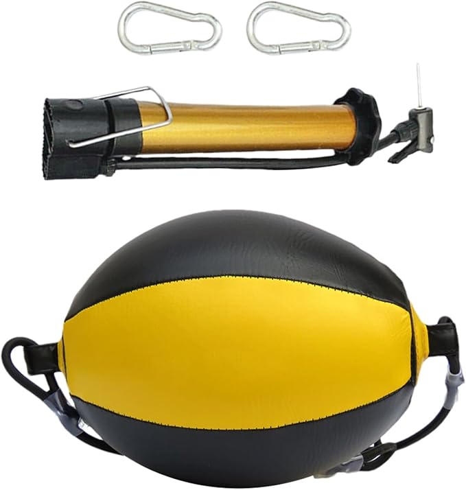 Reflex Boxing Ball, Punching Bag Set, Double End Feature Training Equipment, Pu Leather Ball with Carabiners and Headband, Speed and Reaction Hand Eye Exercise, Home Gym Use for Boxing 12x12 Inches