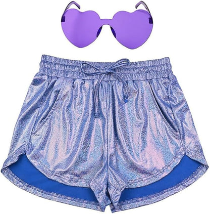 Perfashion Women's Metallic Shorts Summer Sparkly Hot Outfit Shiny Short Pants