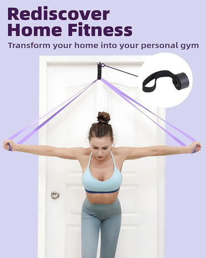 Resistance Bands Set - Pull Up Bands for Men Women, Exercise Bands Resistance with Door Anchor, Training Poster & Pouch for Body Stretching, Pull Up Assist