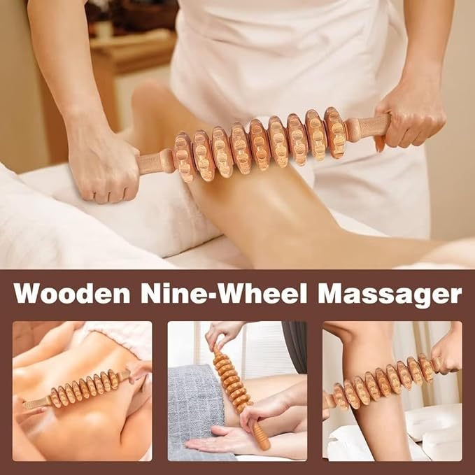10-in-1 Wood Therapy Massage Tools Gua Sha Wooden Massager for Body Shaping Massage Tool Set Wood Therapy Tools for Relieving Muscle Pain Body Lymphatic Drainage Massager Anti-Cellulite