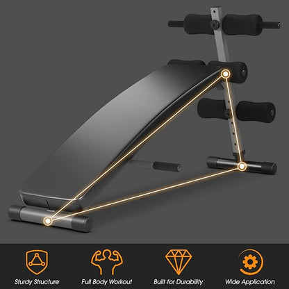 GYMAX Sit Up Bench, 440lbs Adjustable Incline Sit up Bench for Abs, Utility Workout Training Slant Bench for Home Gym, Multifunctional Exercise Fitness Equipment for Strength Training, Crunch Board Ab Bench