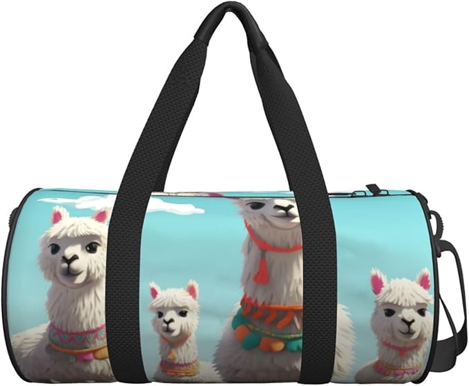 Sports Gym Bag for Women Men Travel Duffel Bag Tote Weekender Bag Carry on Overnight Bag for Travel Swimming Fitness Workout Sports Cute Llama Duffle Bag