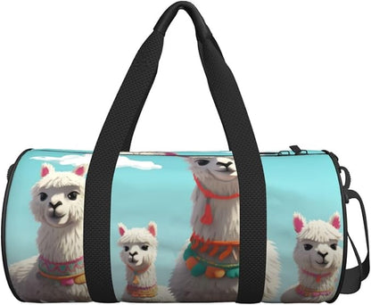 Sports Gym Bag for Women Men Travel Duffel Bag Tote Weekender Bag Carry on Overnight Bag for Travel Swimming Fitness Workout Sports Cute Llama Duffle Bag