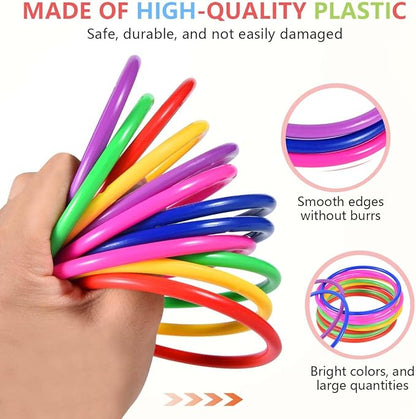OBTANIM 12 Pcs Plastic 3 Inch Ring Toss Game for Kids and Outdoor Toss Rings for Speed and Agility Practice Game, Random Colors