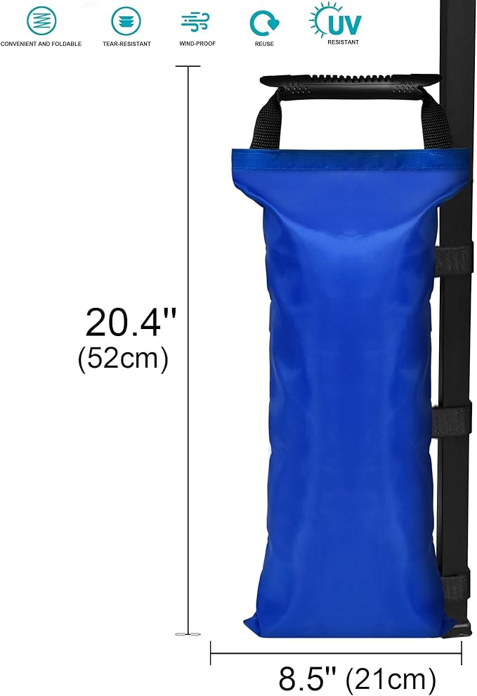 SANWAY 120 LBS (Unfilled) Sand Bags for Canopy Weights, Windproof-Portable and Durable to Secure Tents, Canopies, and Umbrellas-Blue