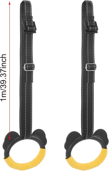 Kids Gymnastic Rings with Adjustable Straps Pull up Olympic Rings for Kid‘s Pull Up Bar Doorway Chin up Bar Strength Training Climbing Dome Outdoor Jungle Gym Hanging Stretching Height Increase